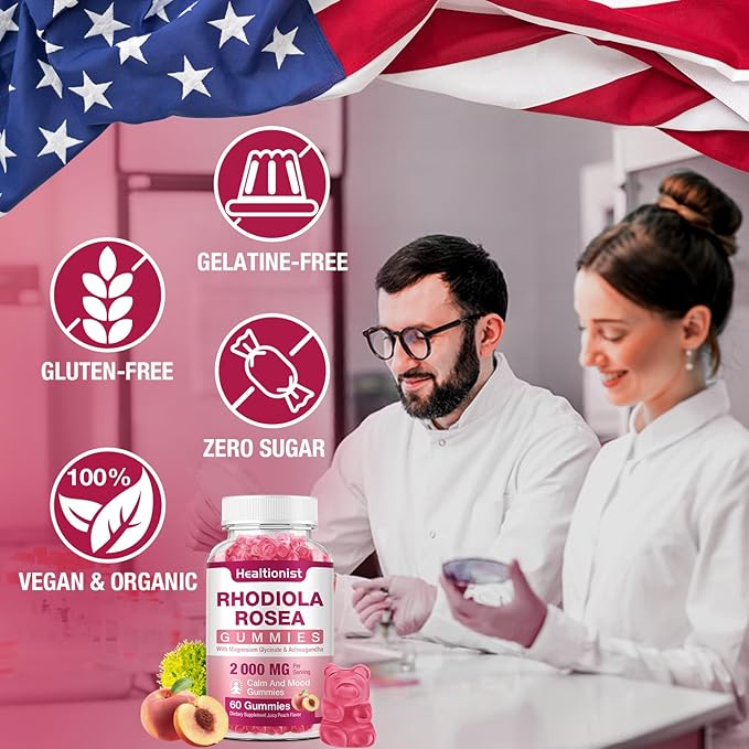 2 Packs Sugar-Free Rhodiola Rosea Gummies 120 Vegan