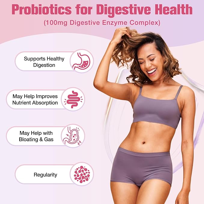 Probiotics for Women, 100 Billion CFU with Prebiotics, Digestive Enzymes, Cranberry Extract, Immune Support, Probiotic Regularity, Vaginal & Urinary Health, Women Probiotic 120 Capsules