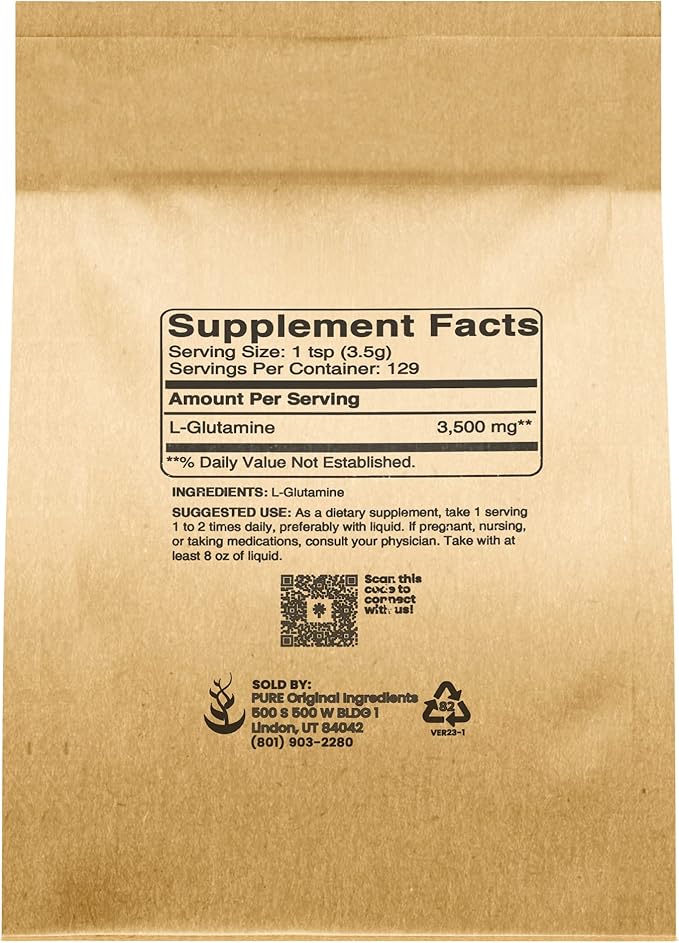 Pure Original Ingredients L-Glutamine (1lb) Alpha-Amino