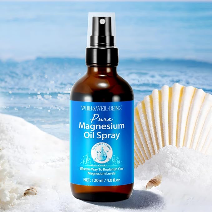 Magnesium Oil for Feet, Magnesium Spray, Pure Magnesium Oil Spray Organic Natural Magnesium Spray Glass Bottle, Easy to Absorb and Use 120ml
