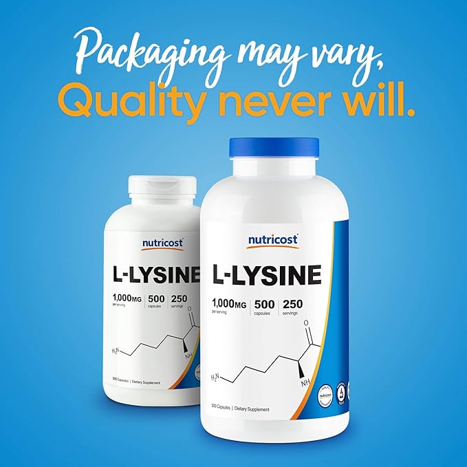 Nutricost L-Lysine 500mg (1000mg Serving), 500 Capsules (3 Bottles)