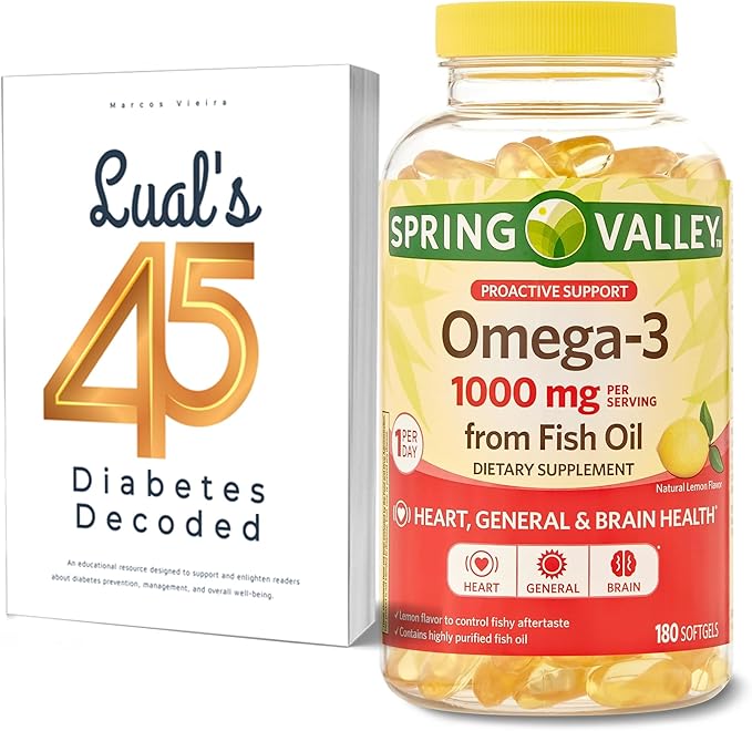 Lual's 45 Diabetes Decoded Bundle Omega-3 Fish Omega-3 Fish Omega-3 Fatty 3 Supplements Omega-3 Fish 1000 mg 180 Soft