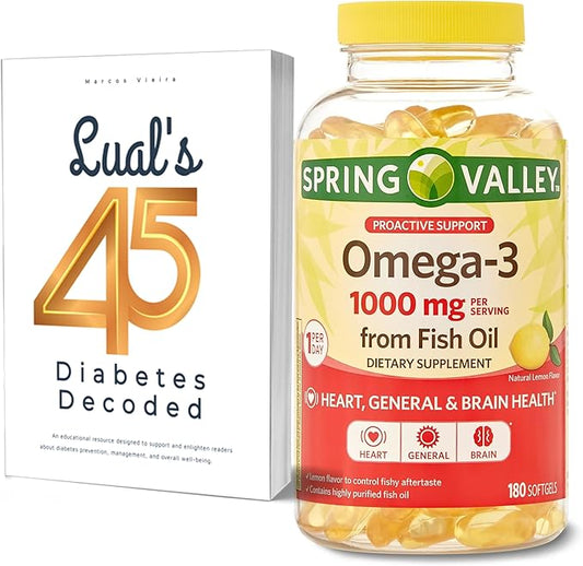 Lual's 45 Diabetes Decoded Bundle Omega-3 Fish Omega-3 Fish Omega-3 Fatty 3 Supplements Omega-3 Fish 1000 mg 180 Soft