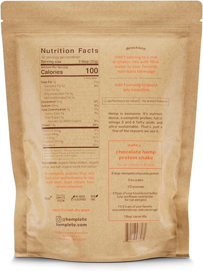 Organic Vegan Hemp Heart Protein Powder, 4 Simple (40oz)