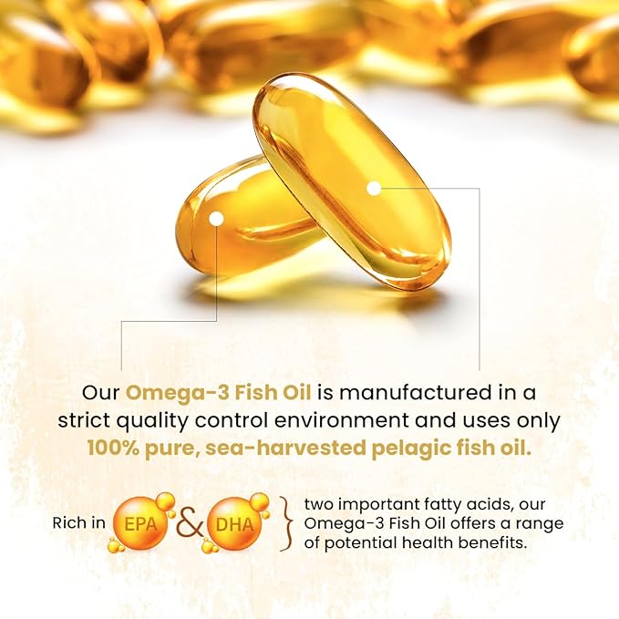 Omega 3 Fish Oil 1200 MG 720 MG 3, Lemon 60 Softgels,
