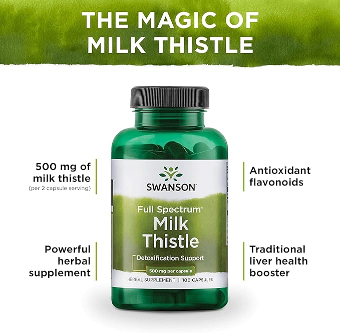 Swanson Milk Thistle (100 Capsules, 500mg Each) 3 Pack