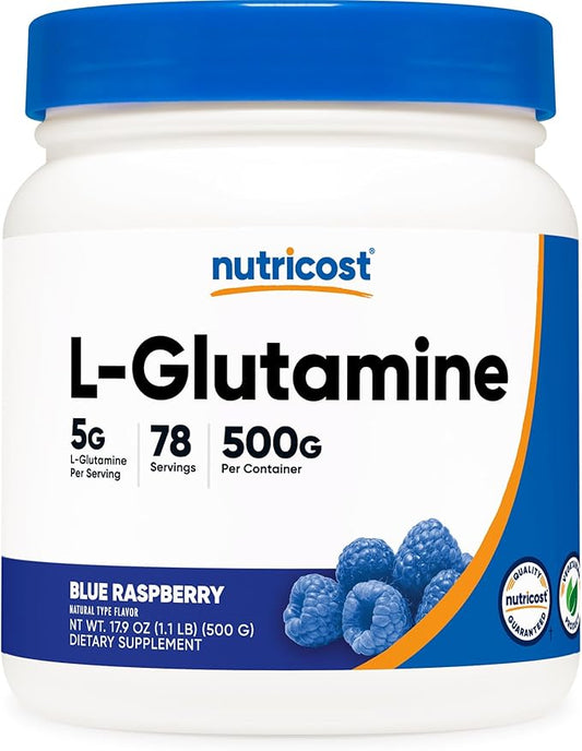 Nutricost L-Glutamine Powder (500 Grams) (Blue