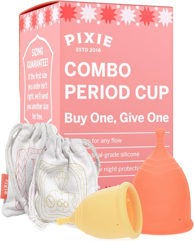 2 Pixie Menstrual Cups 100% Medical-Grade 1 for 12 Hours