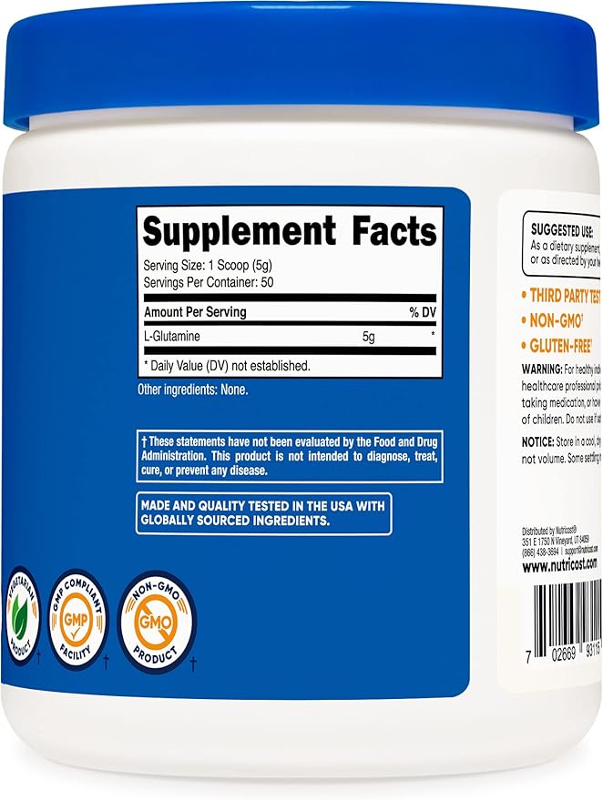 Nutricost L-Glutamine Powder 250 Grams