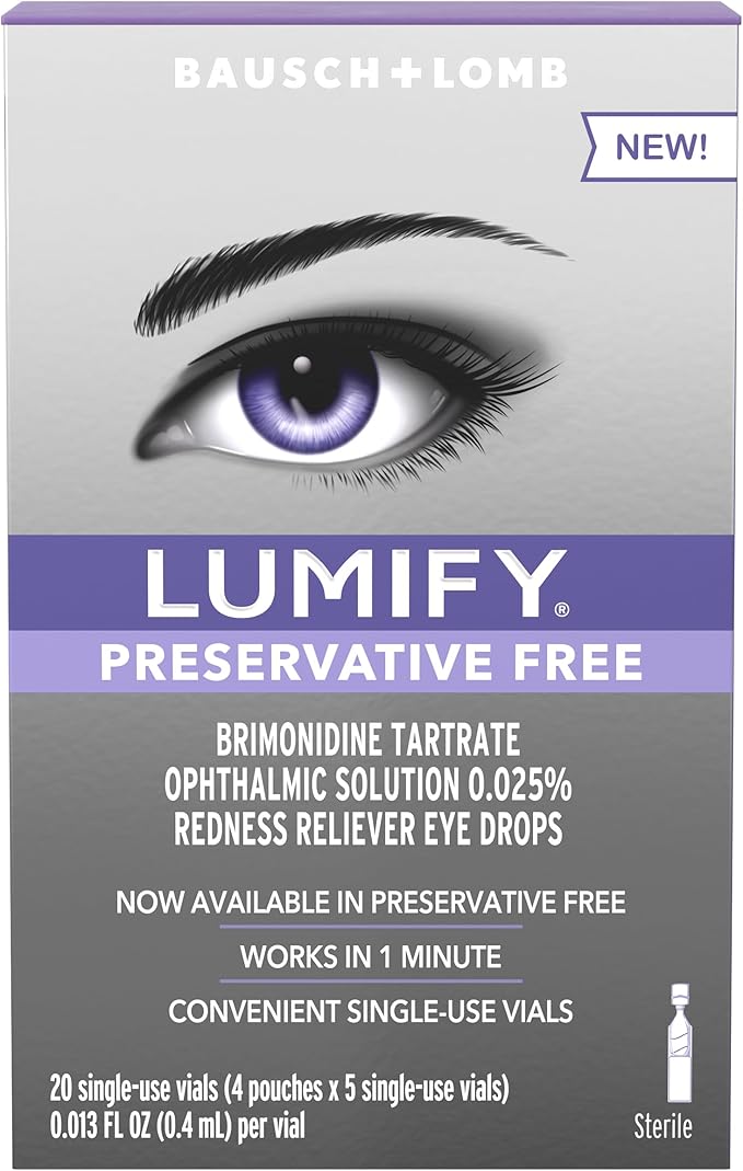 LUMIFY Redness Reliever Preservative Free Eye 20 Single 1 Min, 8 Hours