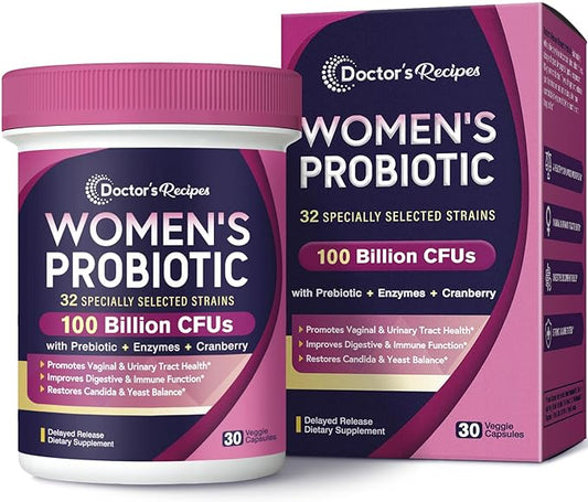 Doctor's Recipes Probiotics for Women, 100 32 Strains, 30 Caps