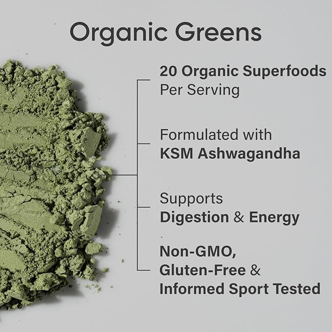 Sports Research® Organic Greens Superfood Powder w/Spirulina & Chlorella, Adaptogens, Enzymes, Probiotics & 8 VIT Bs for Gut & Mood Support* - Vegan, Sugar-Free & Low-Cal Pineapple Coconut 20