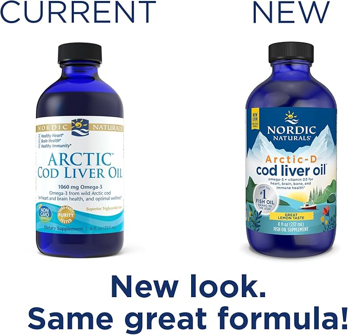 Nordic Naturals Arctic-D Cod Liver Oil, Lemon 8 oz 1060 mg Omega-3s + 1000 IU D3 - 48 Servings