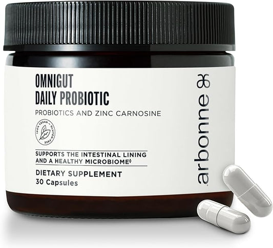 Arbonne OmniGut Daily Probiotic Supplement - Probiotics for Men and Women to Support Digestion, Gut Health for Women, Probiotic Capsules, 30 Count