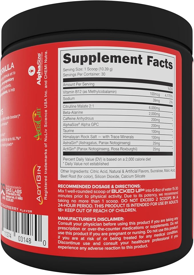 Bucked Up Pre Workout 6 Grams 2 Grams 3 Other