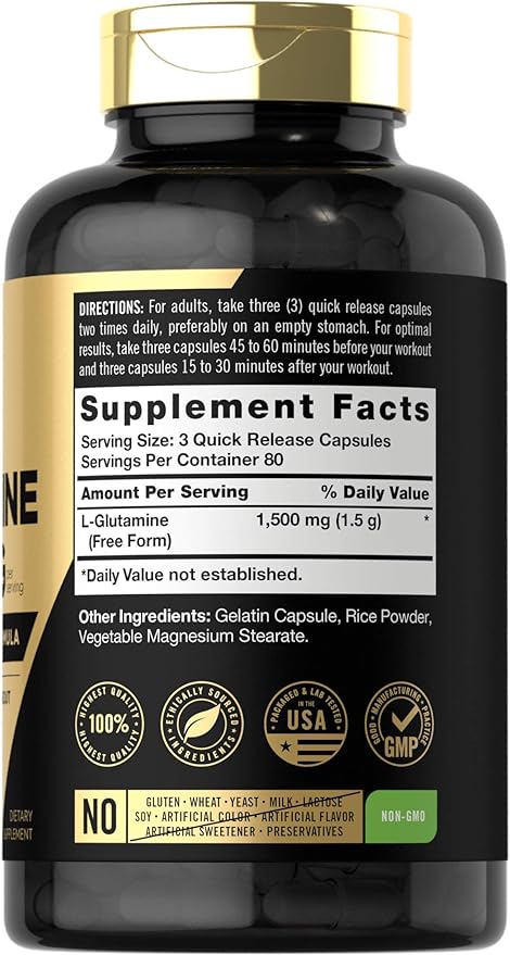 Carlyle L Glutamine Capsules 1500mg | 240 Count