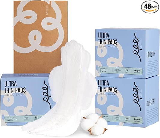 100% Large Organic Pads for Women, 4, 48ct) 48ct)