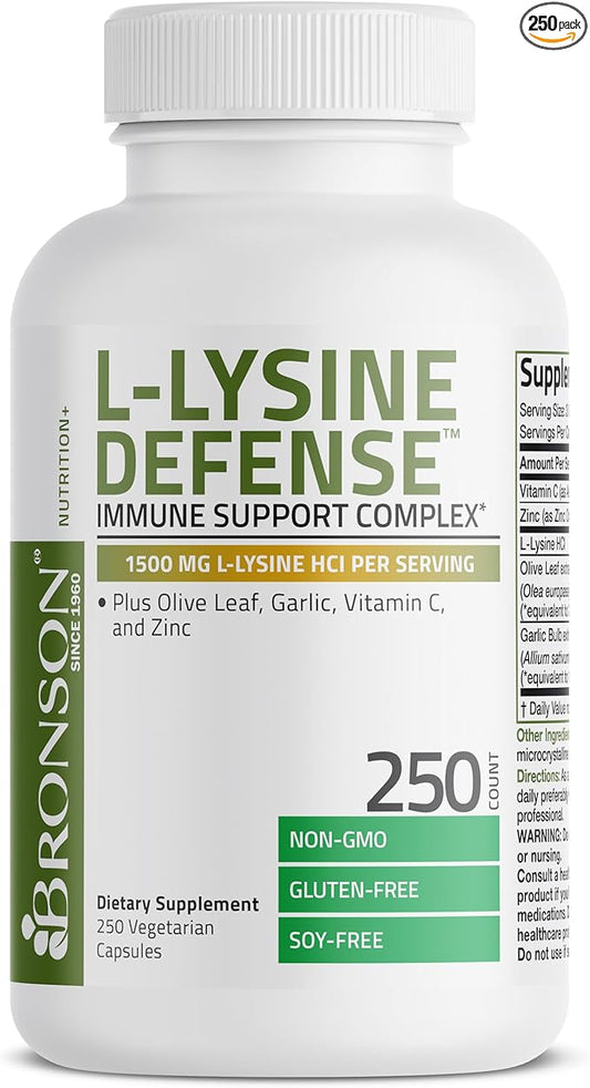 Bronson L-Lysine Defense Immune Support Complex 1500 MG 250 Vegetarian