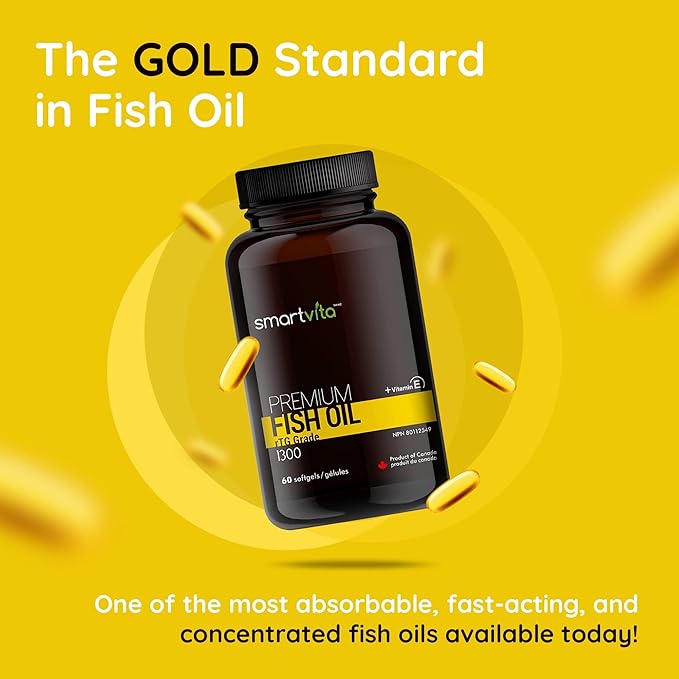 Premium Fish Oil, rTG Grade Omega 3, Fish 3, EPA, 3 Supplement, 60 Softgels