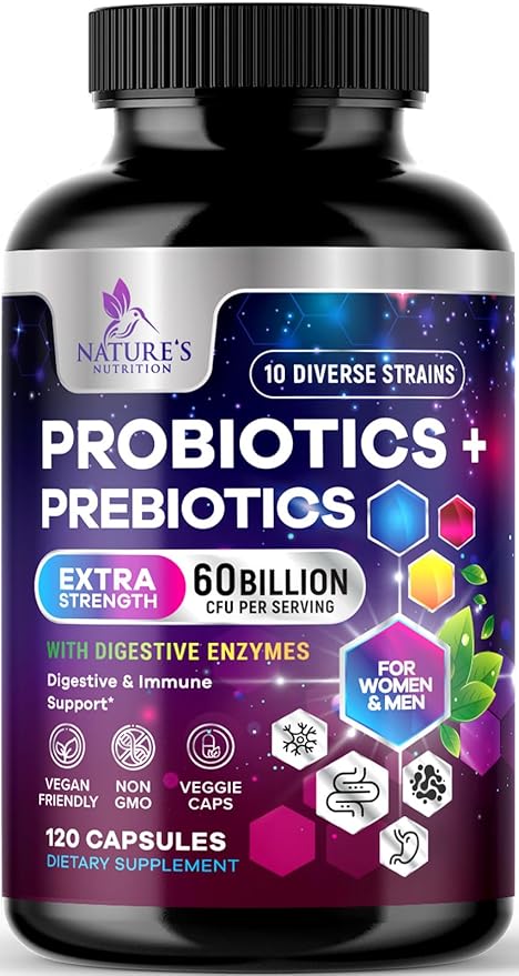 Daily Probiotic and Prebiotic Supplement 60 10 Diverse 120 Capsules