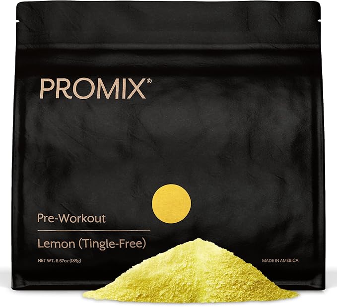 Promix Pre-Workout Powder, Tingle-Free Lemon B12, Caffeine,