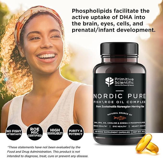 Nordic Pure Fish Roe Oil Complex (60 Fish D3, Choline 3 Supplements