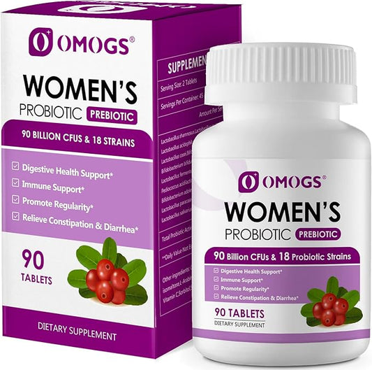 Women's Probiotic,with Cranberry Extract and Organic Prebiotics,90 Billion CFUs,18 Strains,Help 90 Tablets