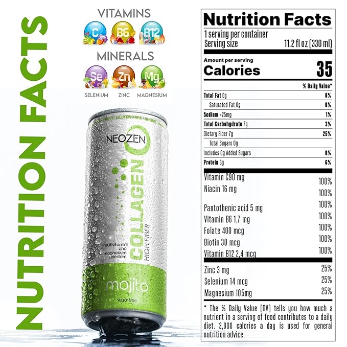 NEOZEN Collagen Sparkling Drink with Dietary Fiber 11.2 fl (12 Pack)