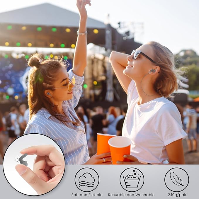 2 Pairs of Earplugs for Sleeping,Reusable 8 Pairs 25dB-30dB