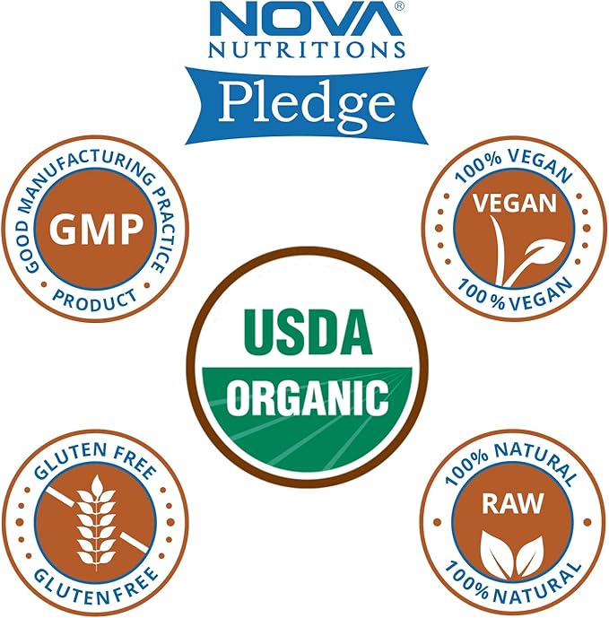 2 Pack Nova Nutritions Certified Organic 16 OZ (454 gm)