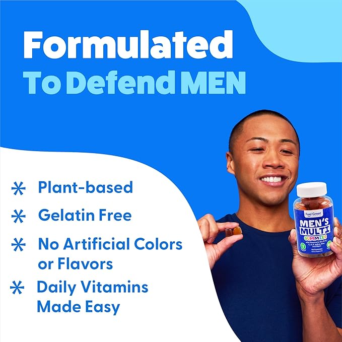 Feel Great Vitamin Co. Men's Multivitamin B-6, B-12, B-12, Biotin, D3, E, 45 Day