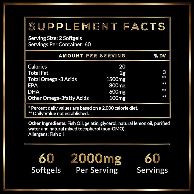 Fish Oil Omega 3 Supplements 60 Softgels