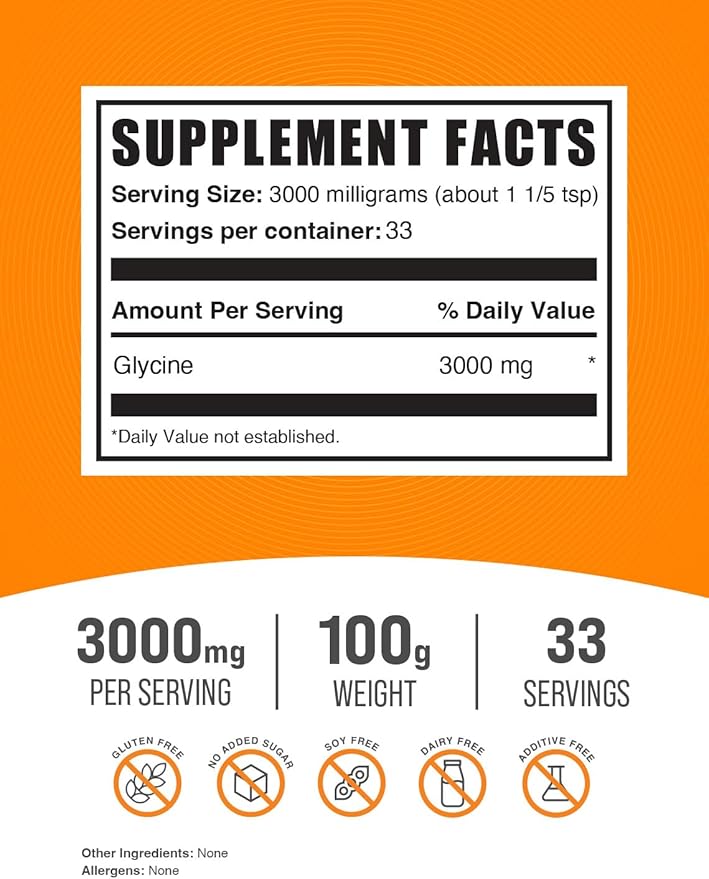 BulkSupplements.com Glycine Powder 3000mg - 3000mg per 100g (3.5 (3.5 oz)