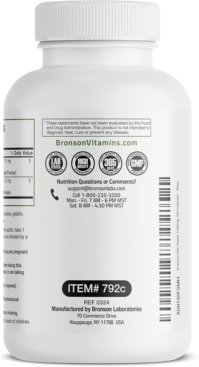 Bronson Milk Thistle Silymarin Marianum & 250 Capsules