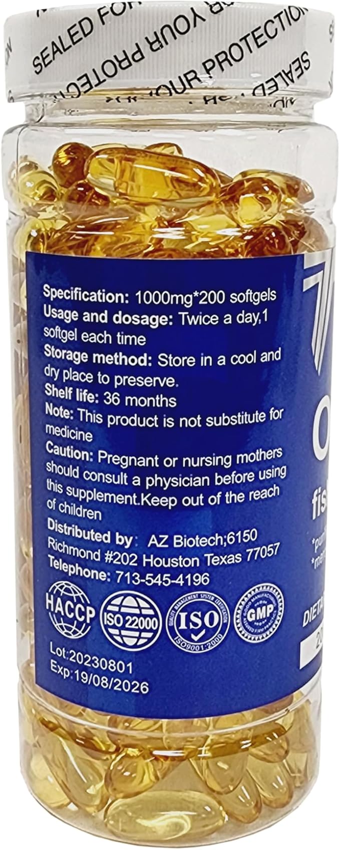 Fish Oil 1000 mg Softgels, 300 3 Supplements, 200 Softgels, 100 Days