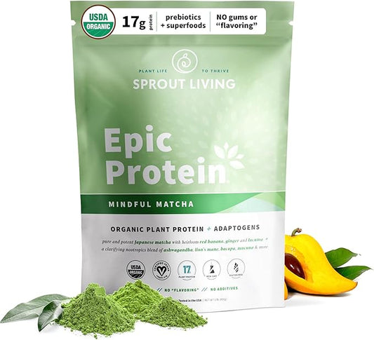 Sprout Living Epic Protein, Plant Based 17 Grams (1 Pound, 12 Servings)