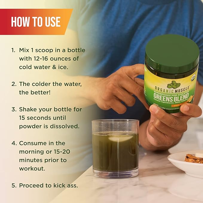 Organic Muscle Superfood Greens Powder Drink Mix 30 Servings