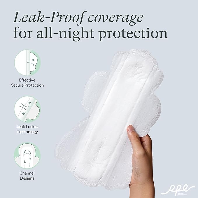 100% Large Organic Pads for Women, 4, 48ct) 48ct)