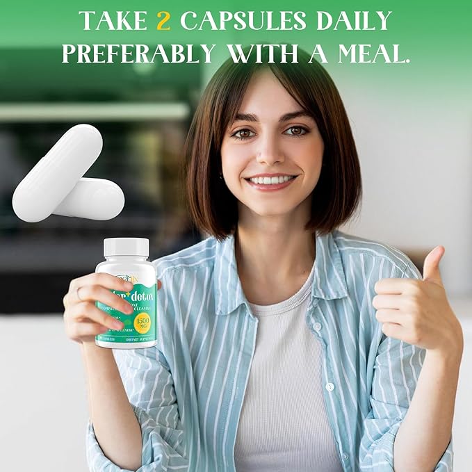 15-in-1 Detox Binder, Activated Charcoal, Zeolite & Bentonite Clay, Chlorella, 1500 MG Supplement Maximum Absorbent, Liver Gut Digestive Toxin Detox Cleanse, 360 Vegan Capsules