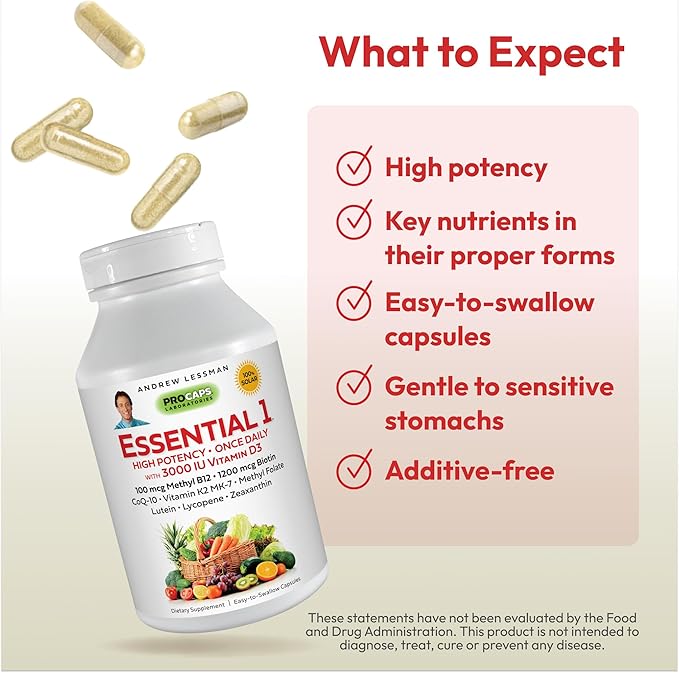 ANDREW LESSMAN Essential-1 Multivitamin 3000 IU D3 180 180 Small 100 mcg B12. CoQ10 CoQ10 Lutein
