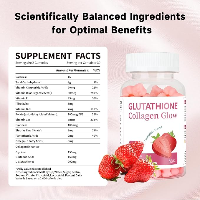 Glutathione Collagen Glow Gummies, Glutathione Collagen 2 Bottle