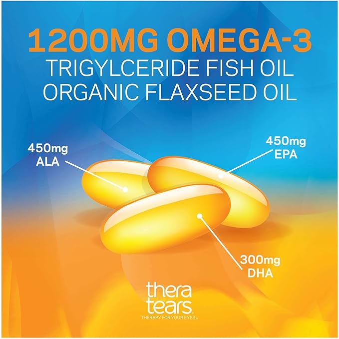 TheraTears 1200mg Omega 3 Supplement 180 Count 0.5 Fl 15 Ml, 2 Pack