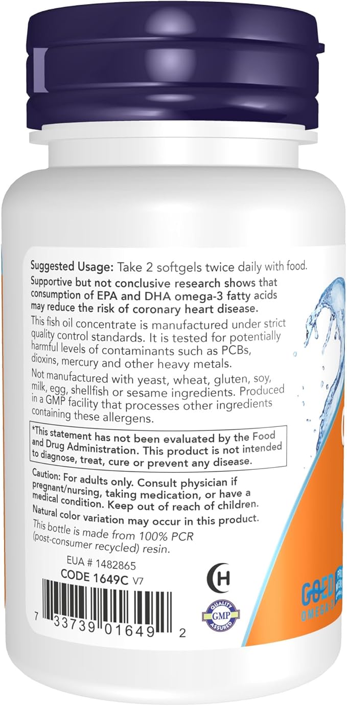 NOW Supplements, Omega-3 180 EPA / 120 DHA, 30 Softgels