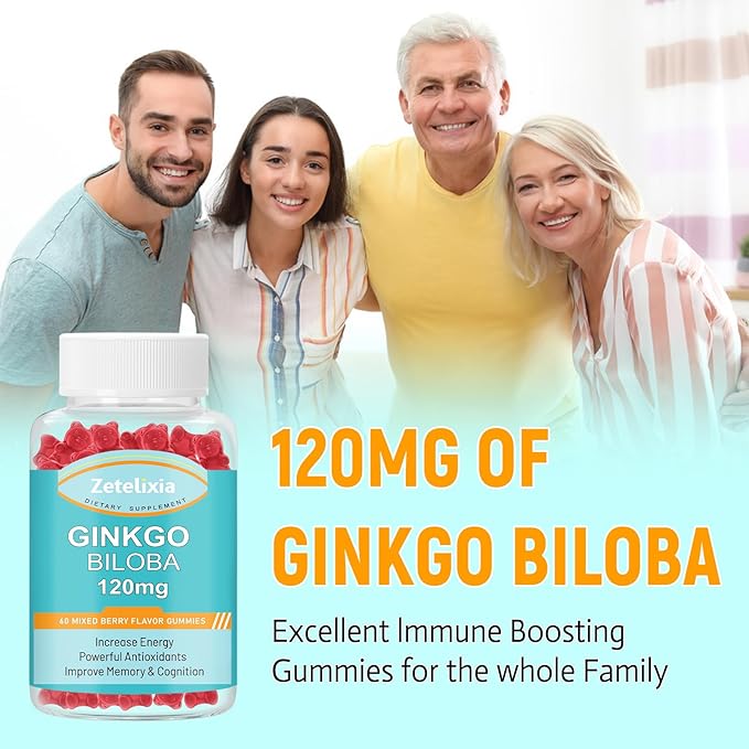 2 Pack Ginkgo Biloba Gummies 120mg 120 Count