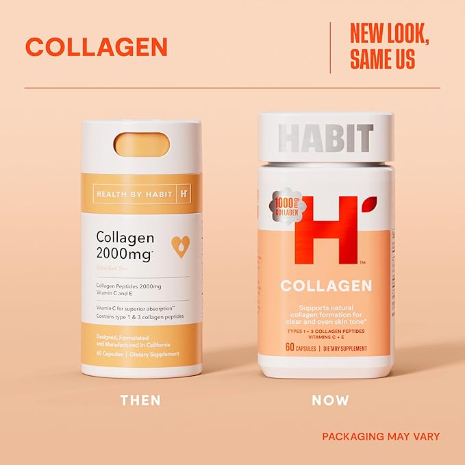 HABIT Collagen Supplement (60 Capsules) 2000mg Collagen (1 Pack)