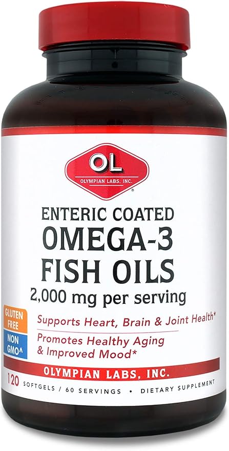 Olympian Labs Enteric Coated Omega 3 2000 mg 60 servings, 120 Softgels