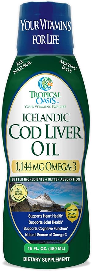 Tropical Oasis - Icelandic Cod Liver 1144mg of Omega-3 Fish 90 Servings)