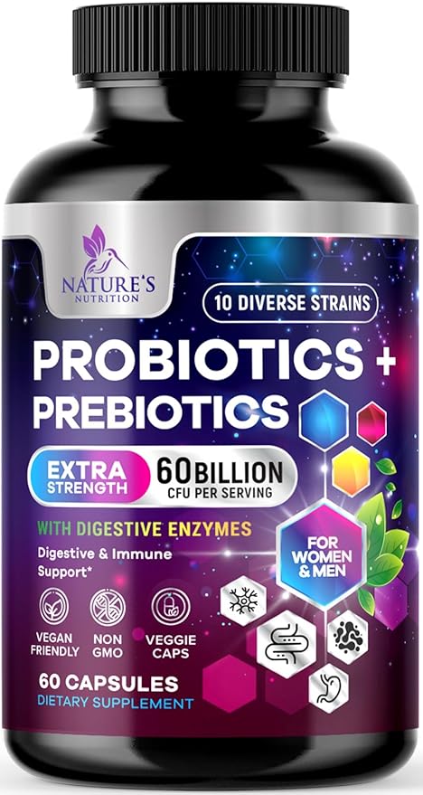 Daily Probiotic and Prebiotic Supplement 60 10 Diverse 60 Capsules