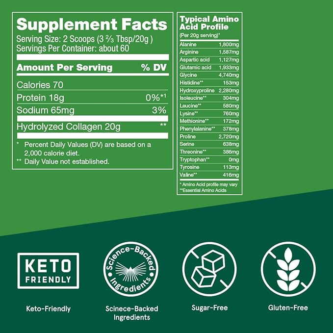 Bulletproof Unflavored Collagen Peptides Powder, 42.3 Ounces, Grass-Fed Collagen Protein and Amino Acids for Skin, Bone and Joint Support, Pasture Raised, No Added Hormones