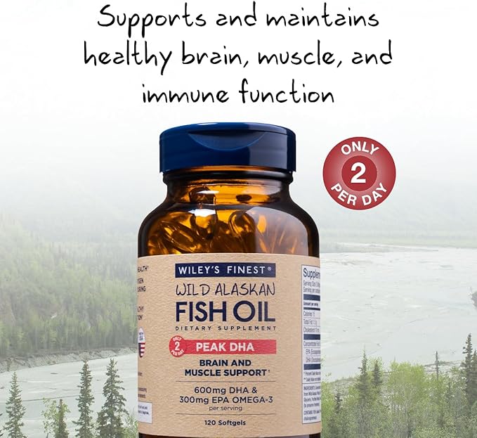 Wiley's Finest Wild Alaskan Fish Oil 900mg EPA Omega-3s - 120 Softgels (60 Servings)